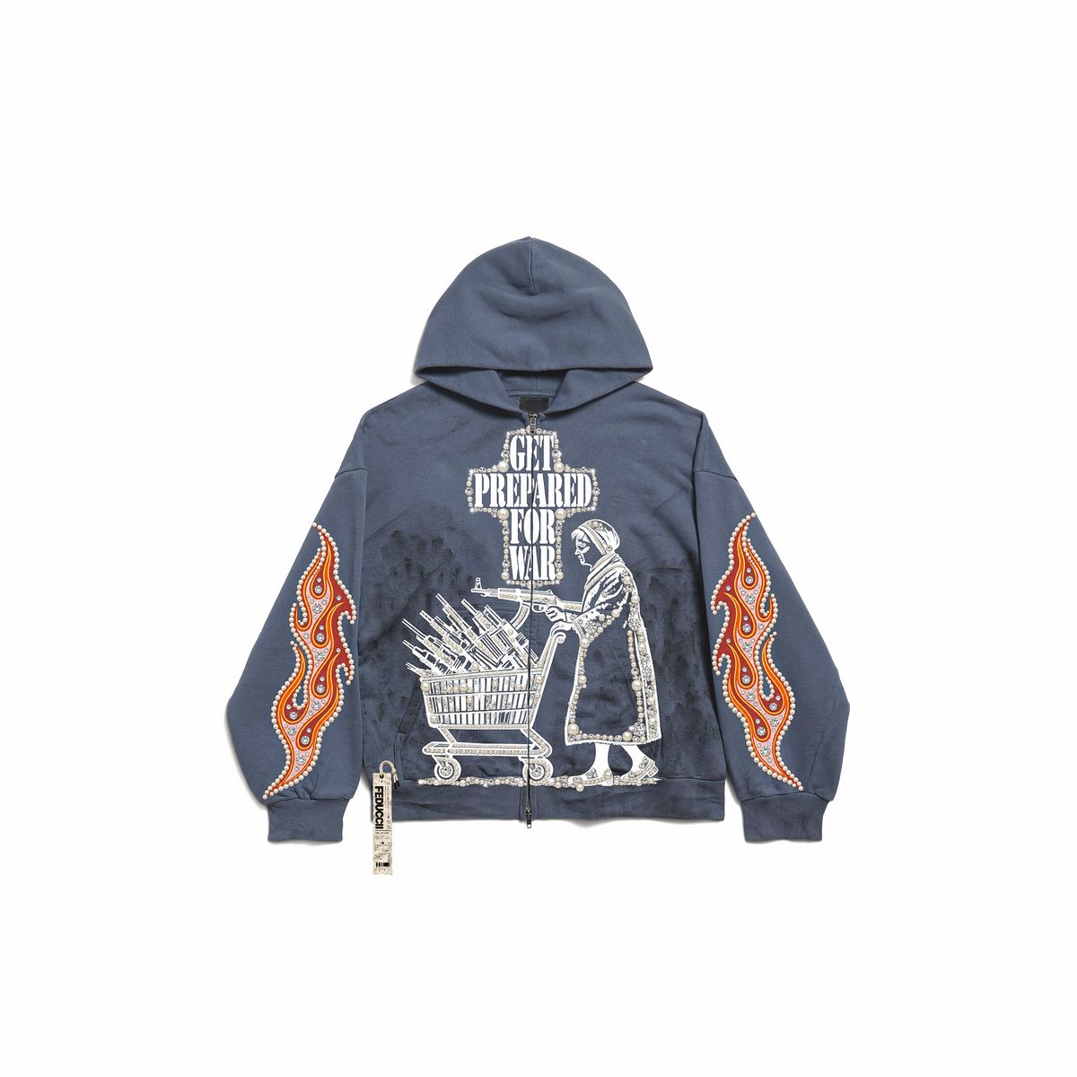 PREPARED FOR WAR PEARL-EMBELLISHED HOODIE